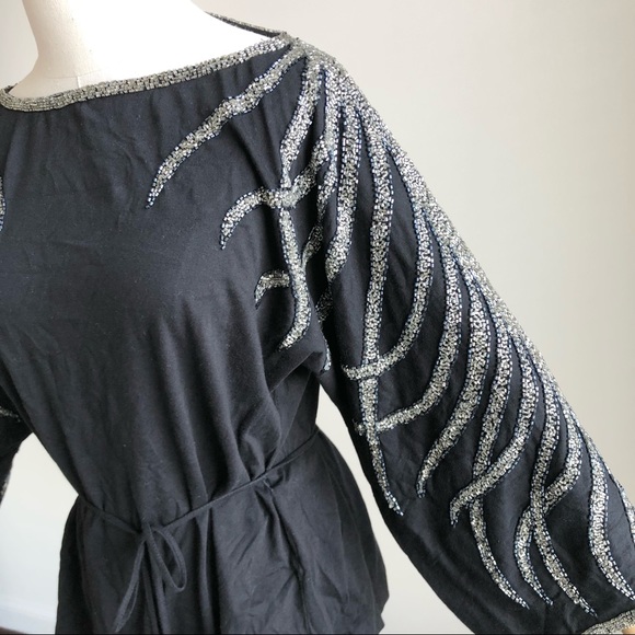 Beyond Vintage Beaded Sequin Black Top - Picture 5 of 8